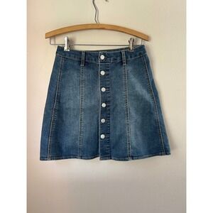 Y2K Mossimo Supply Co Denim A-Line Button Mini Skirt‎ Size 2 Cowgirl Western